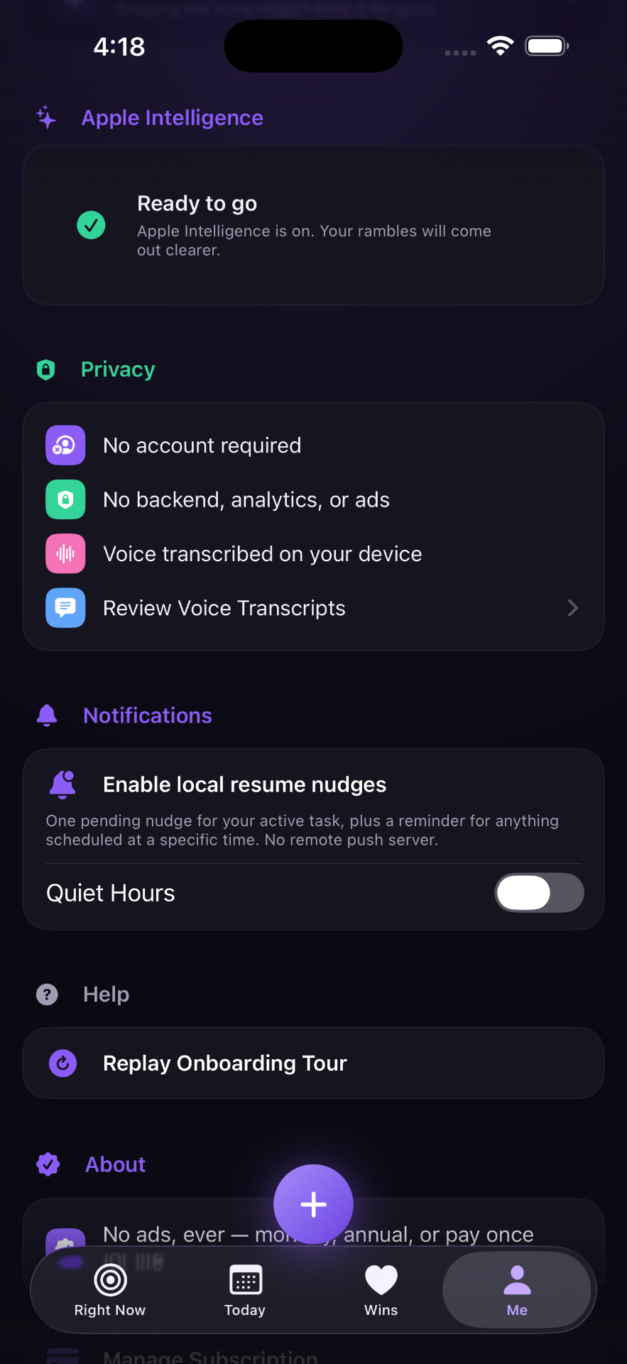 On-device Apple Intelligence, local nudges, and privacy you control.