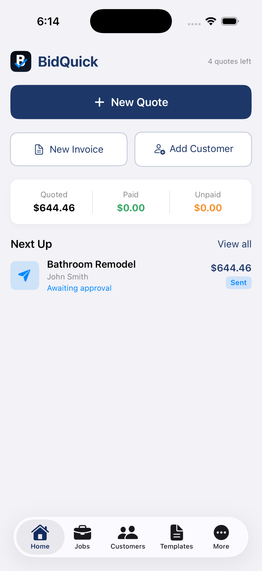 BidQuick on iPhone