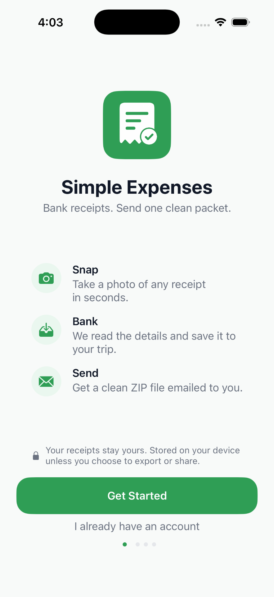 Simple Expenses App screenshot